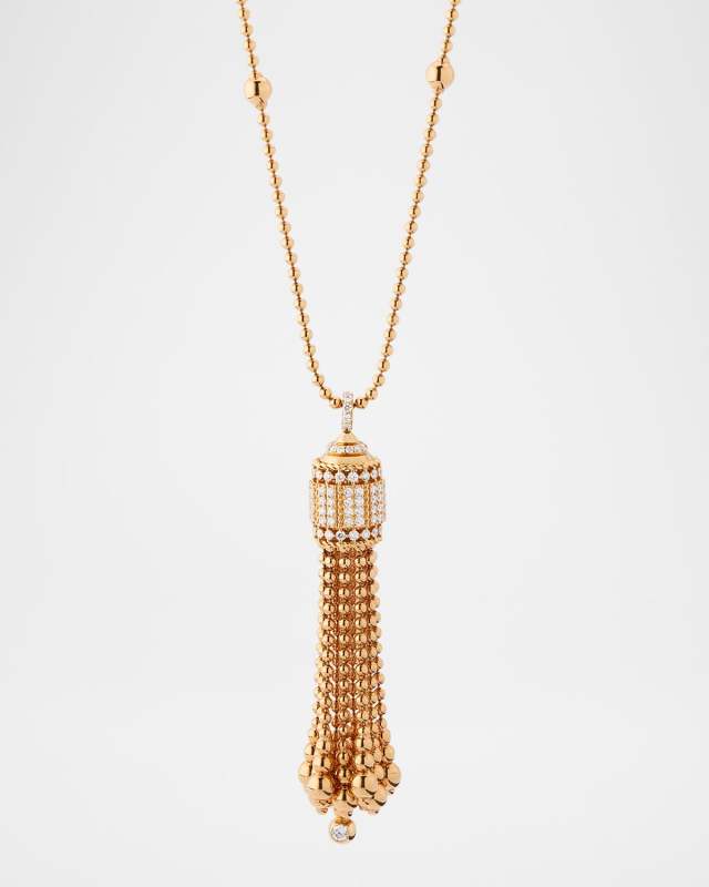 18K Rose Gold Art Deco Diamond Tassel Necklace